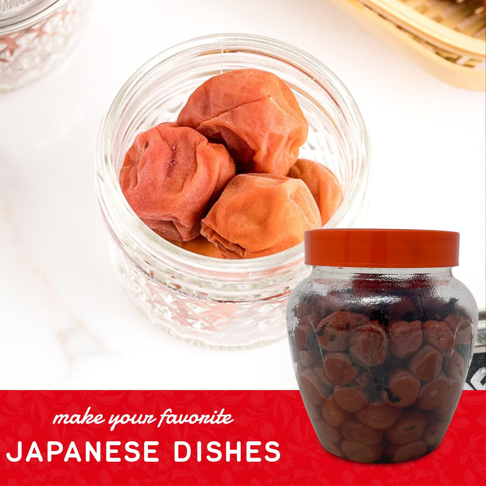 Shirakiku 2.2lb umeboshi jar signals a long-lasting pantry staple.