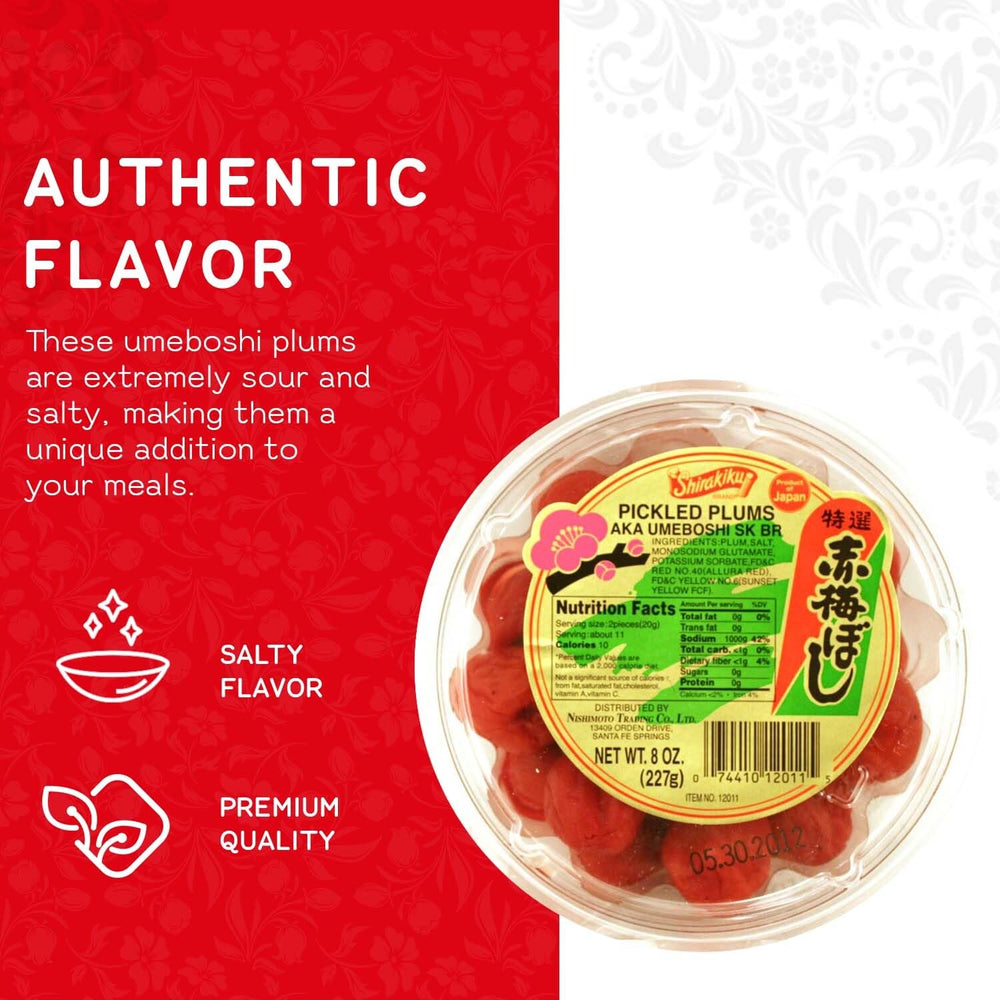 Shirakiku Umeboshi with prepared rice dish highlights versatility.