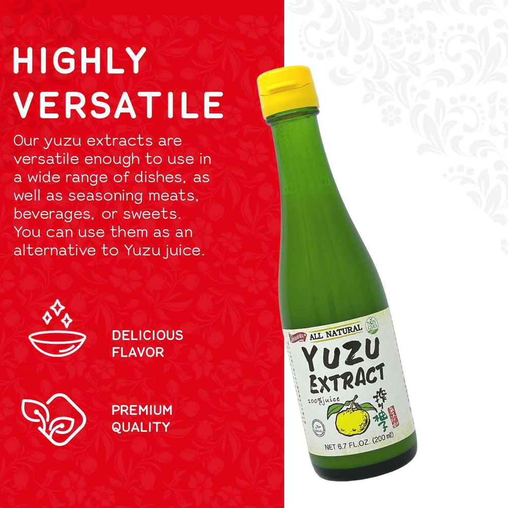 Shirakiku Yuzu Extract label closeup notes natural ingredients.