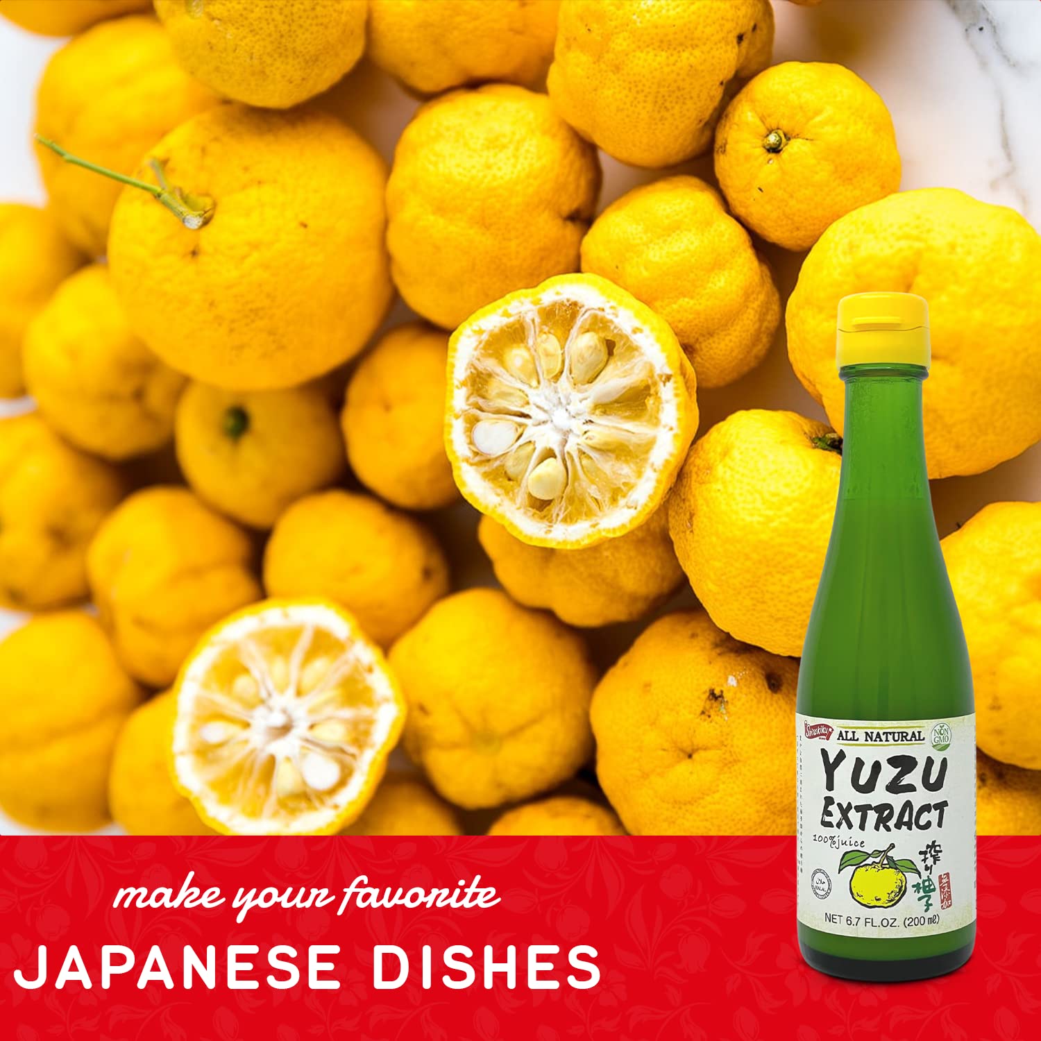 Shirakiku Yuzu Extract packaging emphasizes global culinary versatility.