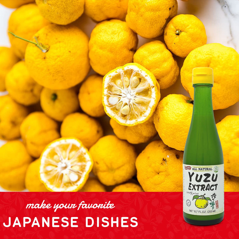 Shirakiku Yuzu Extract packaging emphasizes global culinary versatility.