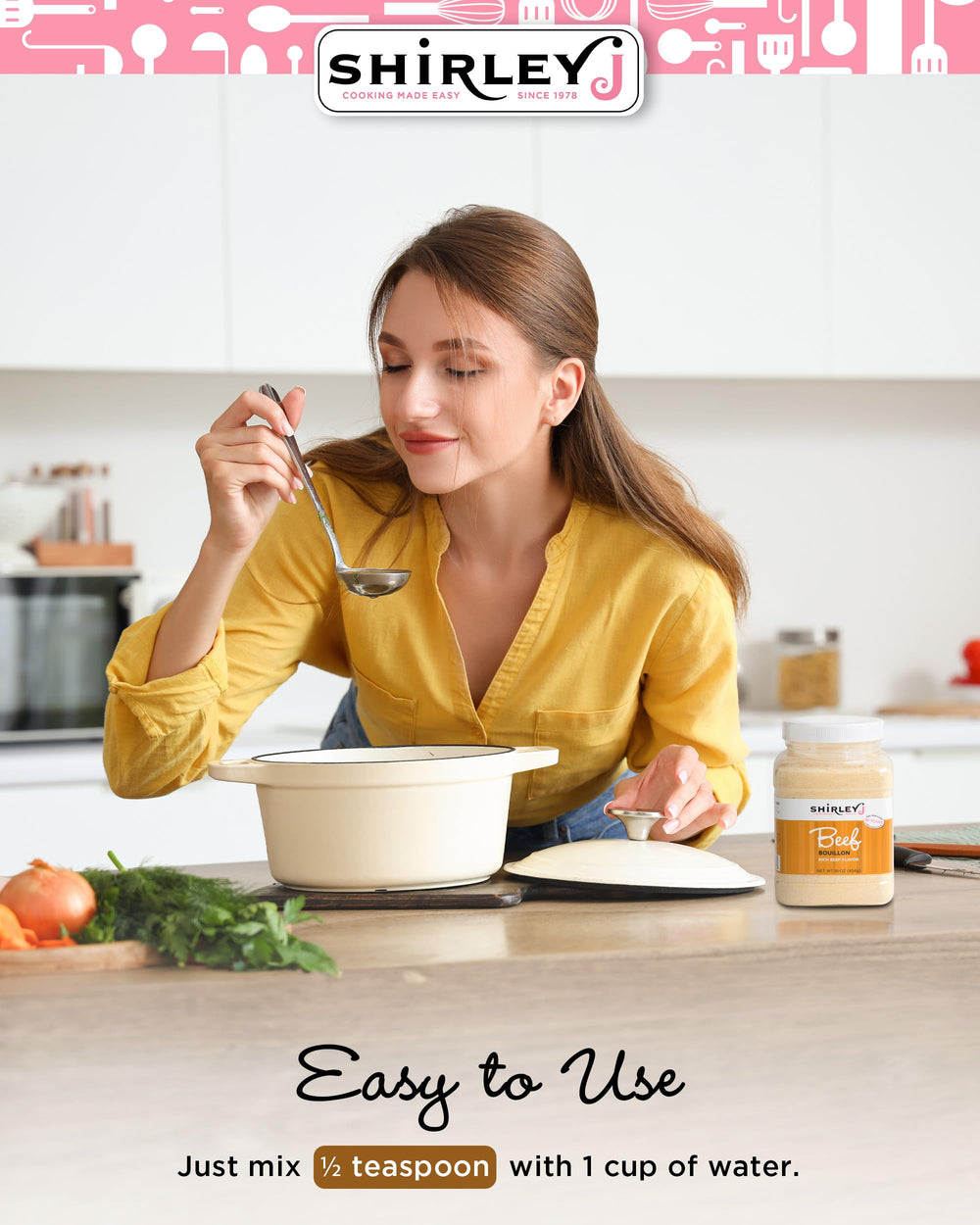 Shirley J Rich Beef Bouillon Powder used to season rice with depth.