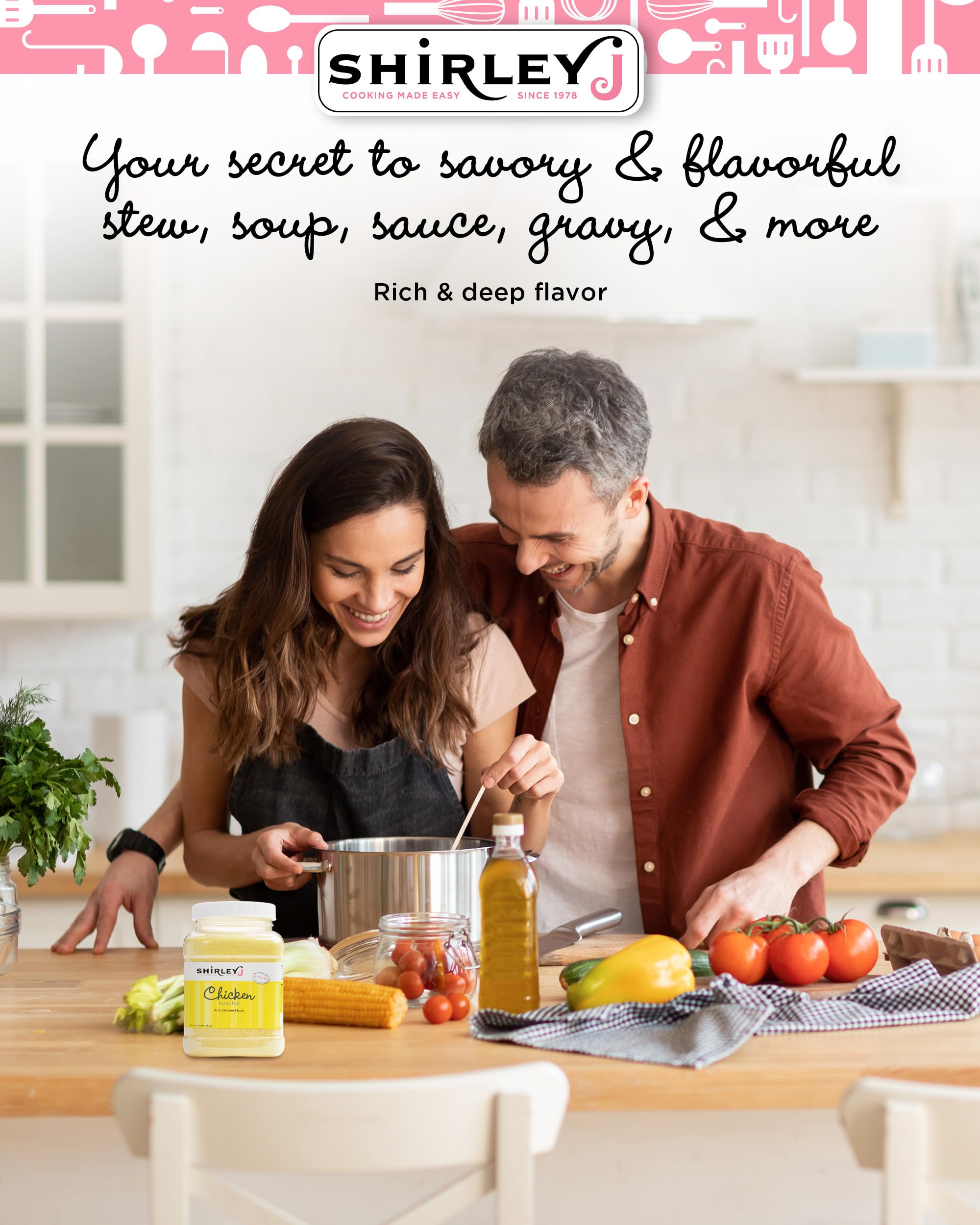 Shirley J Rich Chicken Bouillon Powder dissolves easily into hot water