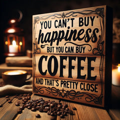Shock Coffee Ground ethically sourced label with sustainable energy in cup
