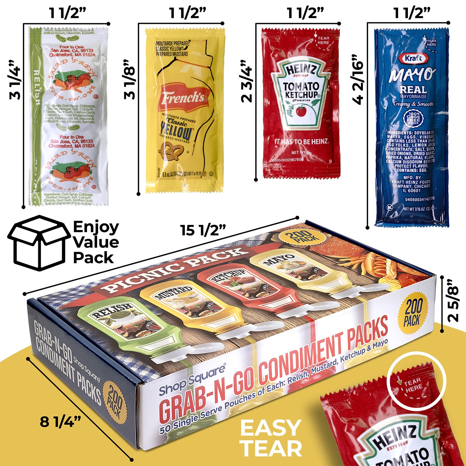 Shop Square relish packets for sweet, tangy accents