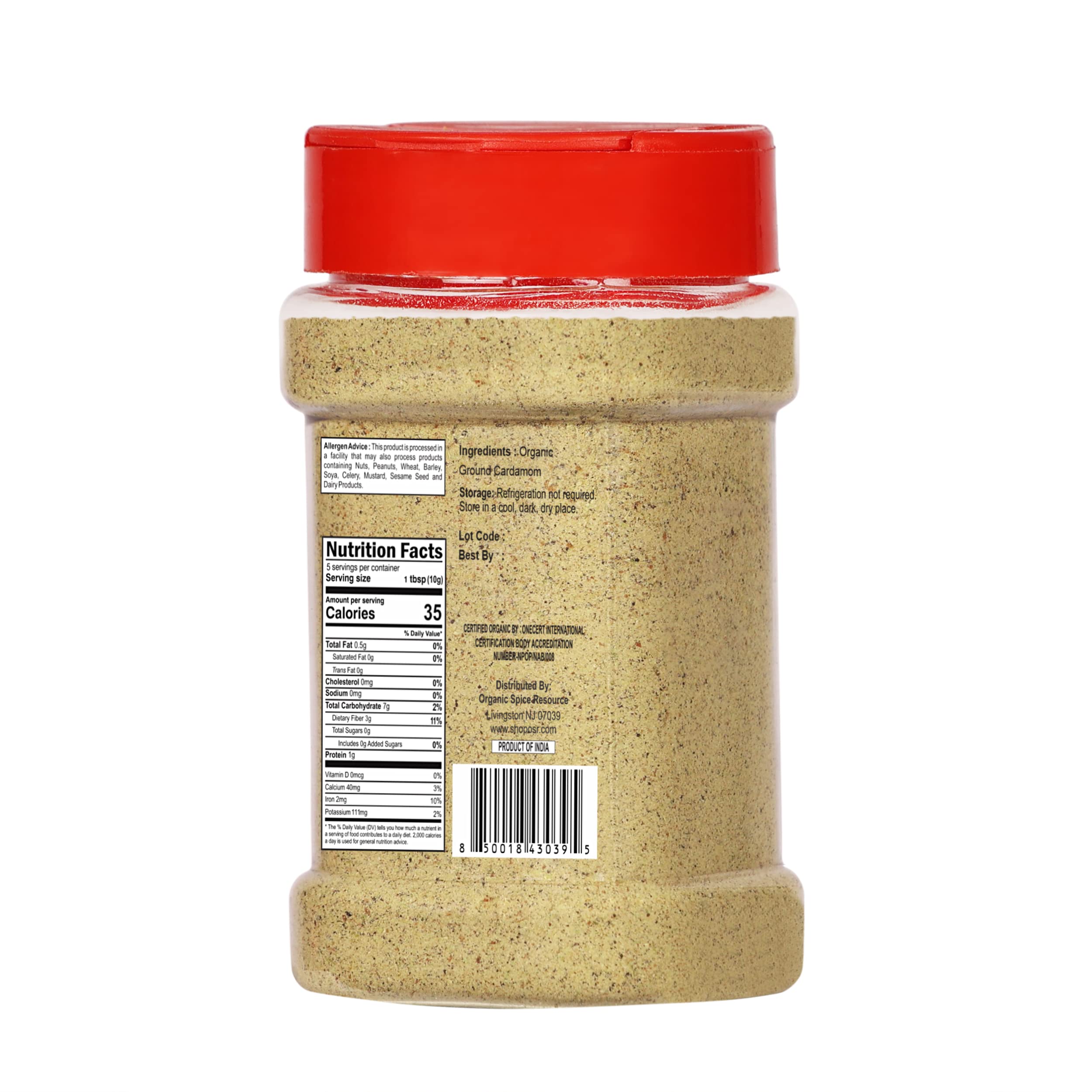 ShopOSR Organic Cardamom Ground Jar closeup shows fine texture