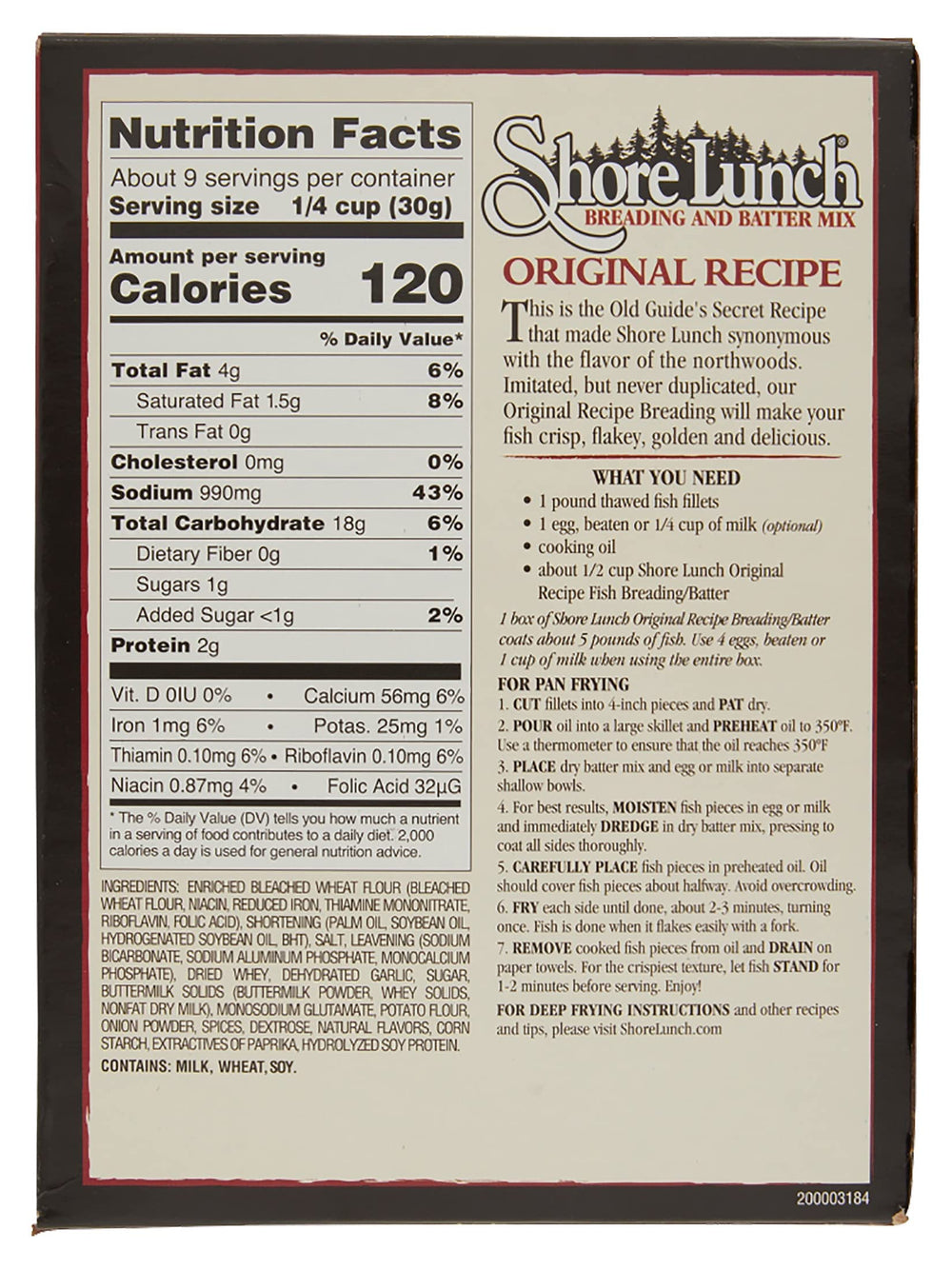 Shore Lunch breading mix showing dry ingredients ready for quick prep
