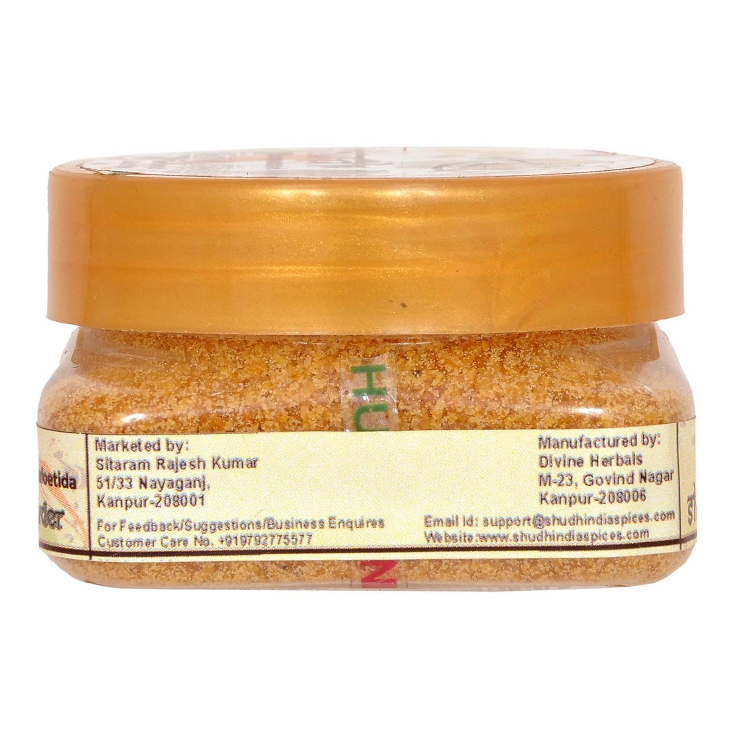 Shudh India Hing powder closeup highlighting aroma and premium quality.