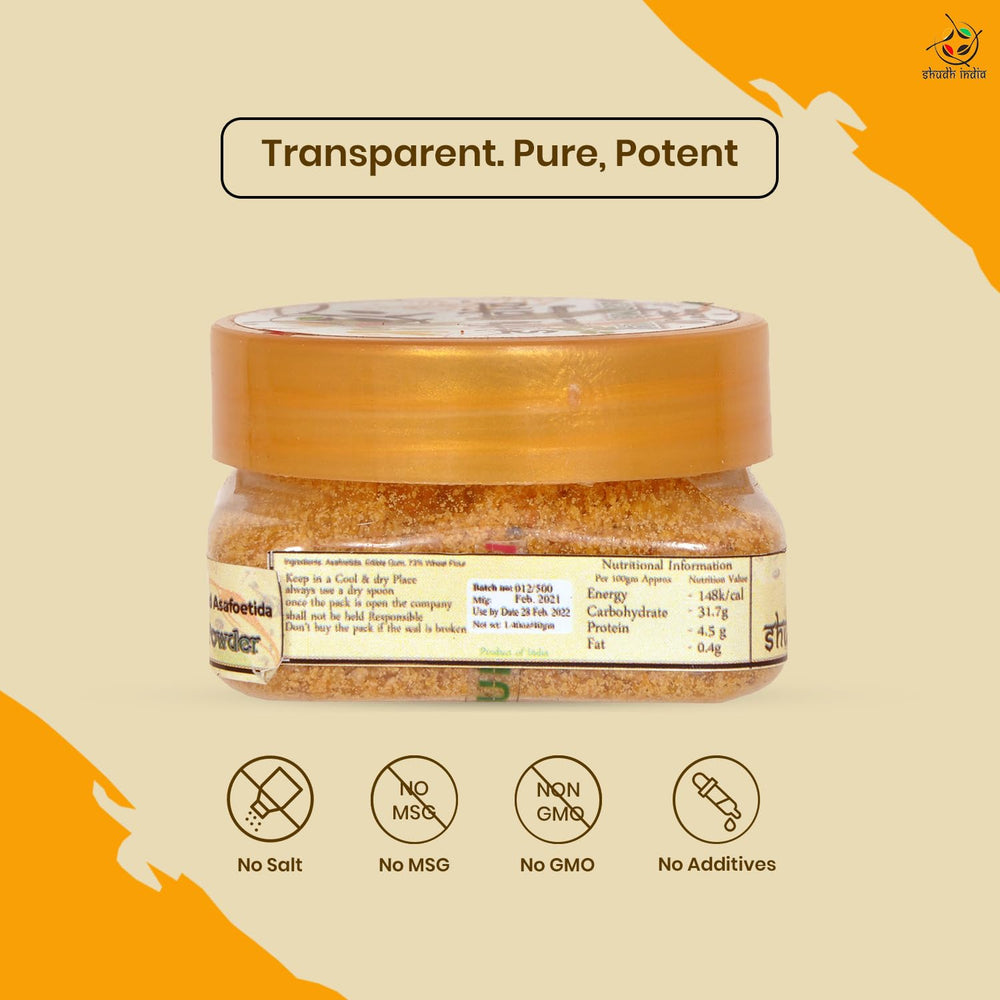 Shudh India Hing powder in dal dish boosts depth and balance.