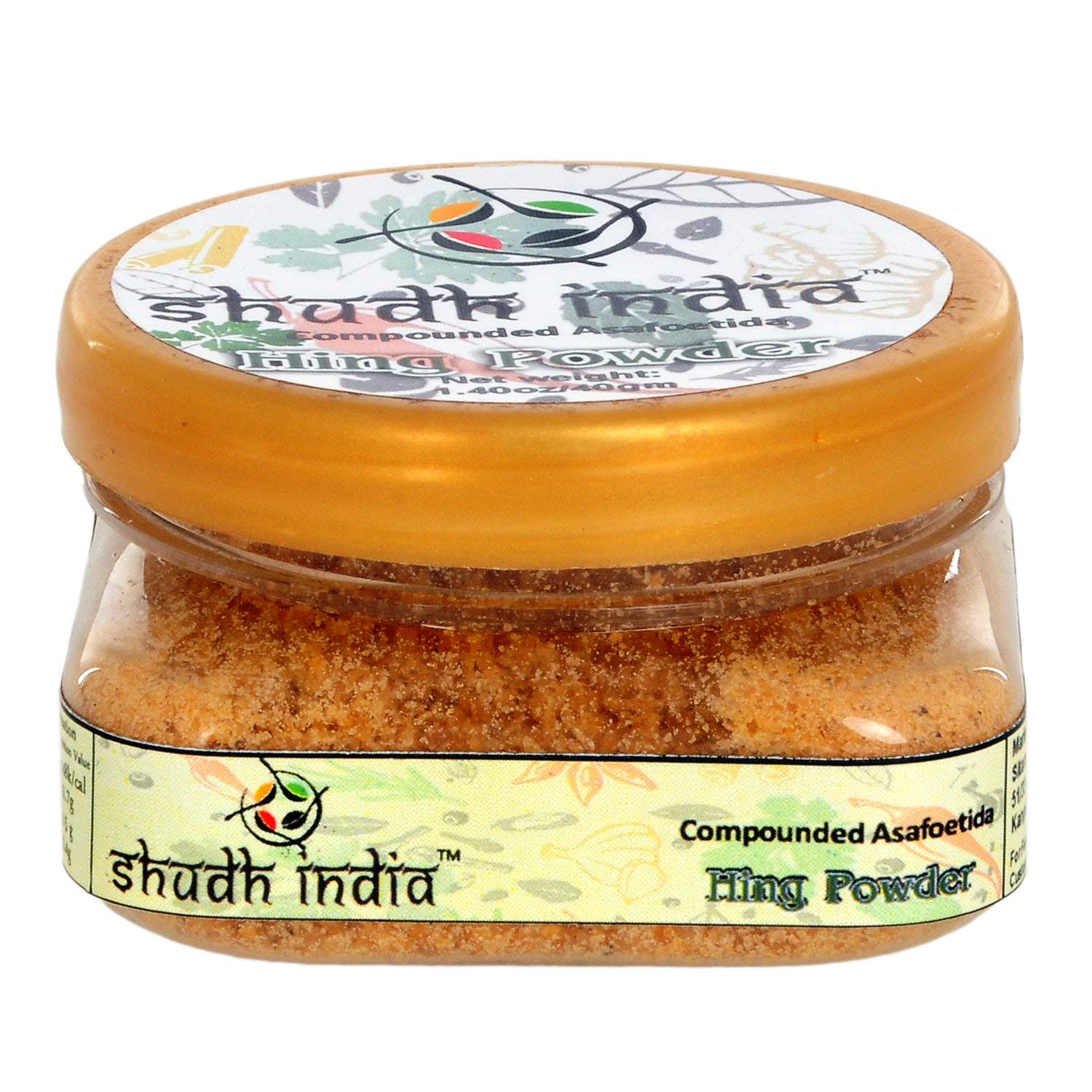 Shudh India Hing powder in a jar for authentic flavor in Indian cooking.