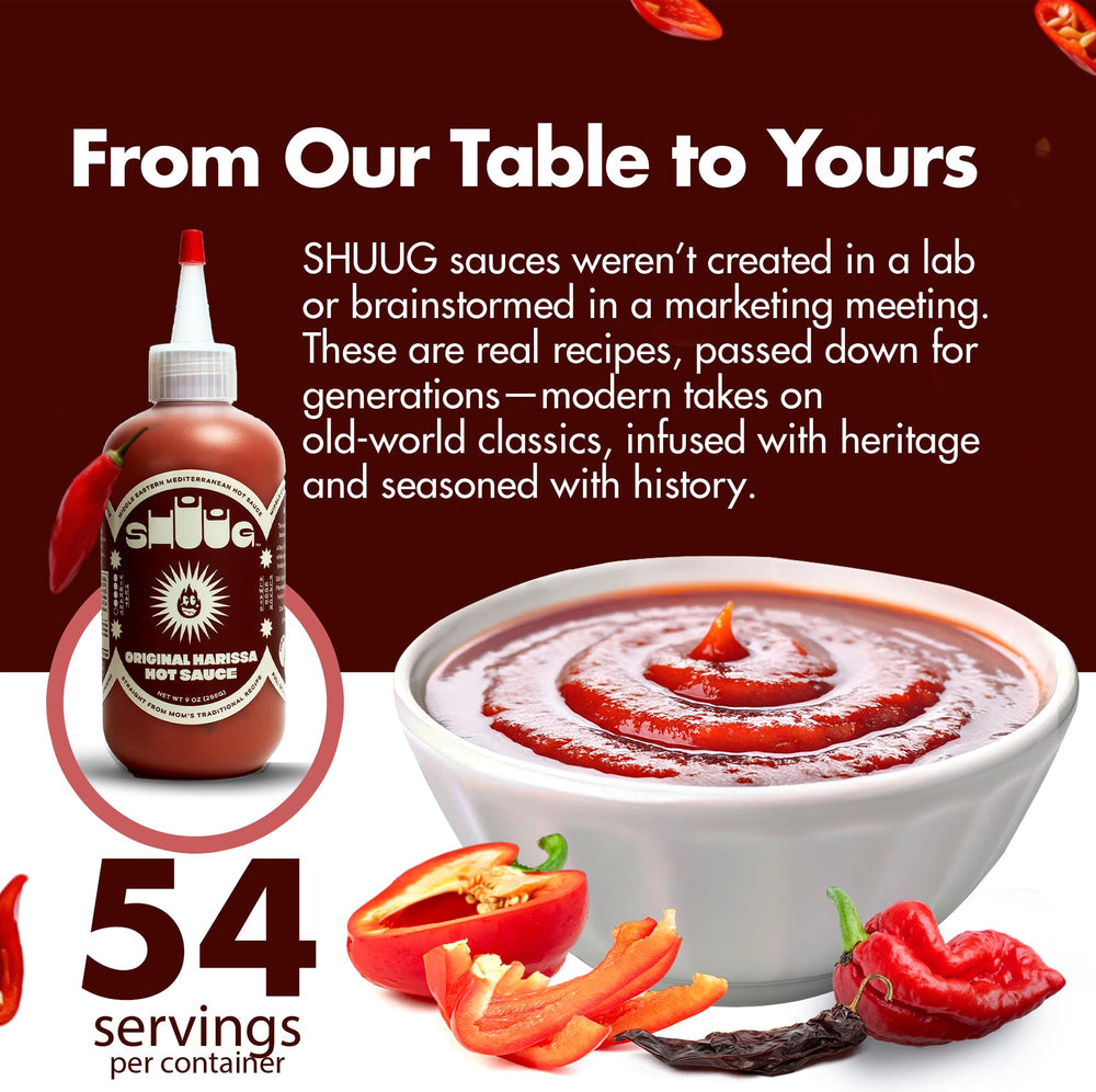 SHUUG Harissa sauce on pizza adds Mediterranean warmth.