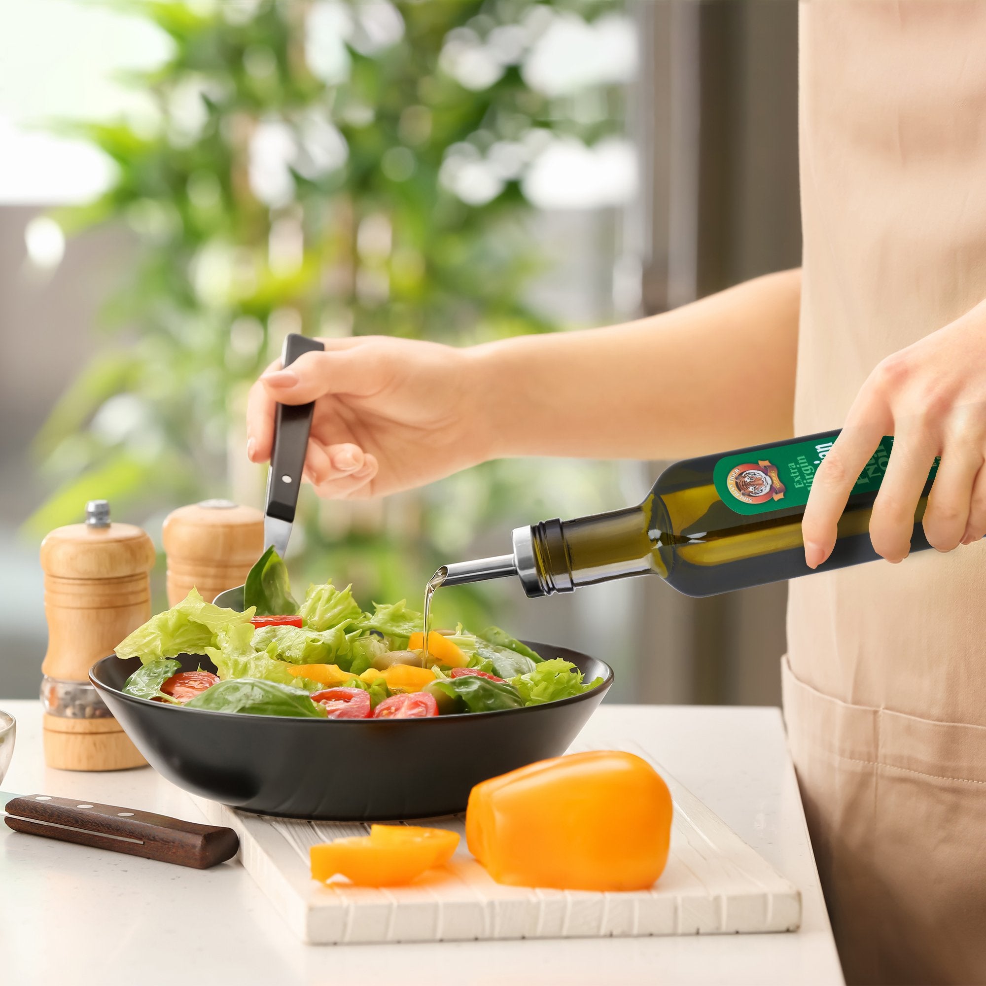 Siberian Tiger Naturals pine nut oil finishing drizzle on vegetables