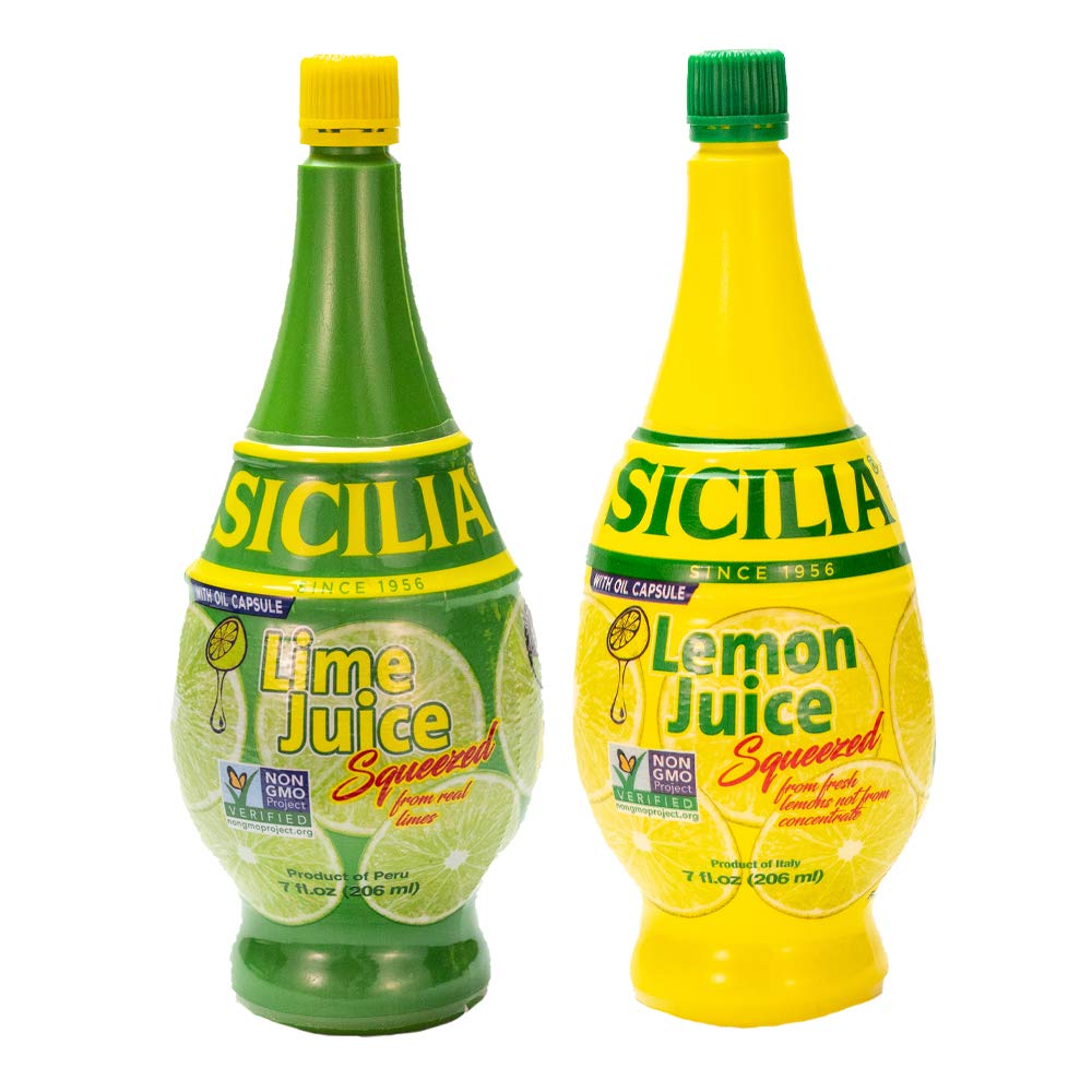 Sicilia Lemon Juice bottle with lemon oil capsule for fresh flavor.