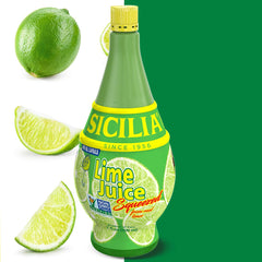 Sicilia Lime Juice bottle being poured to brighten cocktails.
