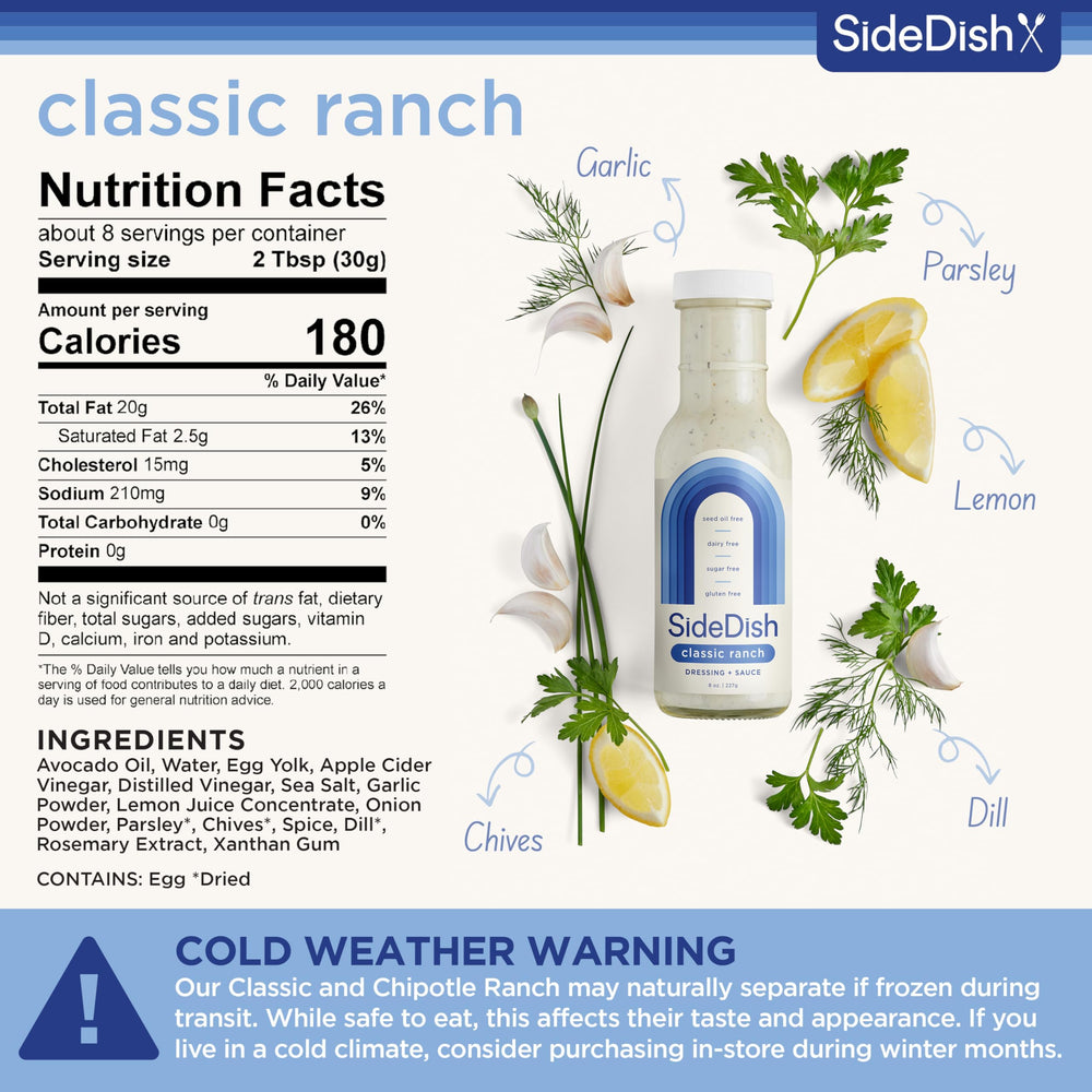 SideDish Classic Ranch Dressing dip plate highlighting dairy-free dip