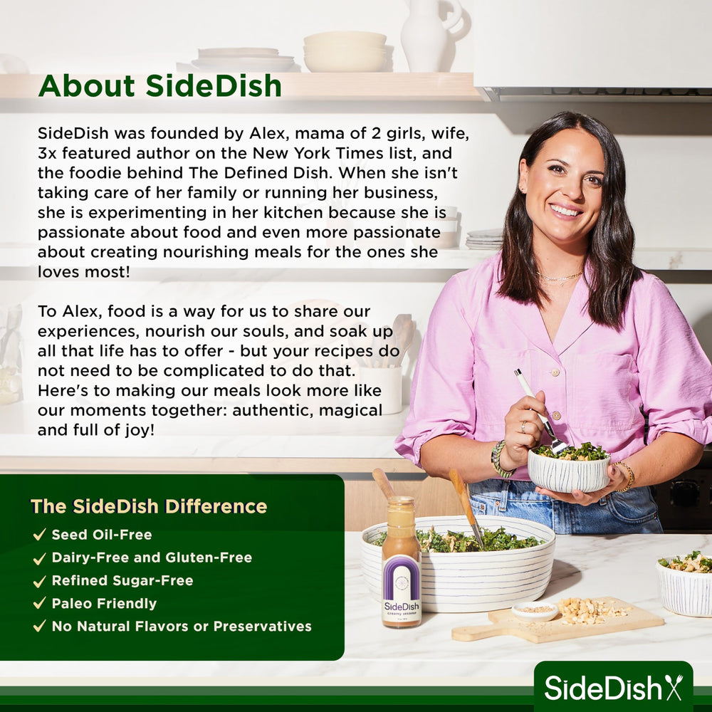 SideDish Honey Dijon Dressing stored in fridge, shake before use