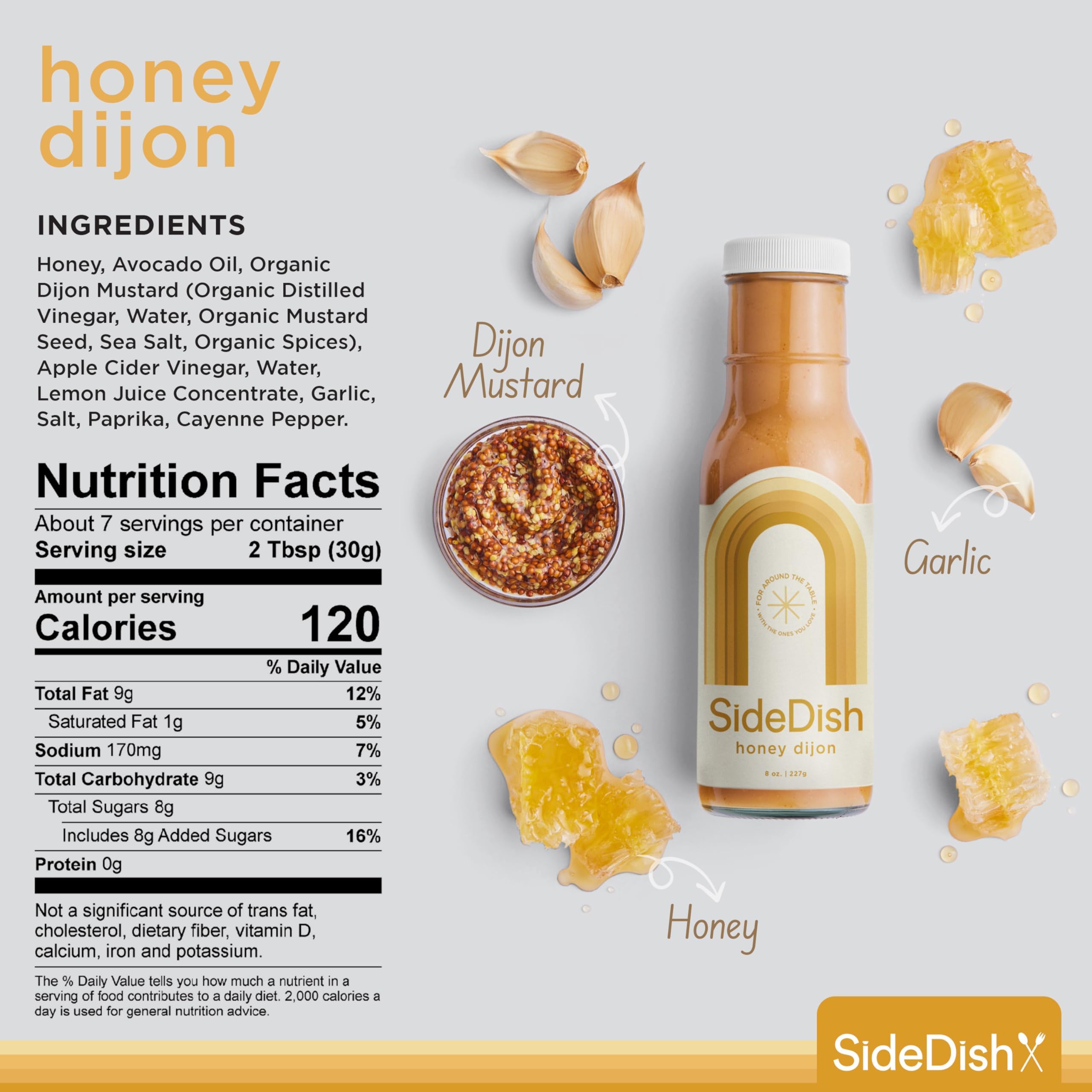 SideDish Honey Dijon Dressing on a fresh salad highlights avocado oil creaminess
