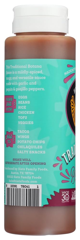 Siete Botana Sauce Traditional ingredients shot emphasizes quality components