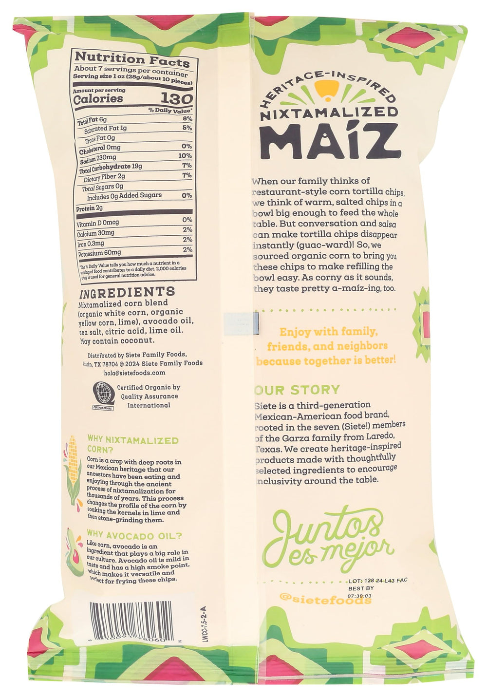 Siete Chips Trtla Maiz Lime serving bowl image highlights shareable crunch for gatherings.