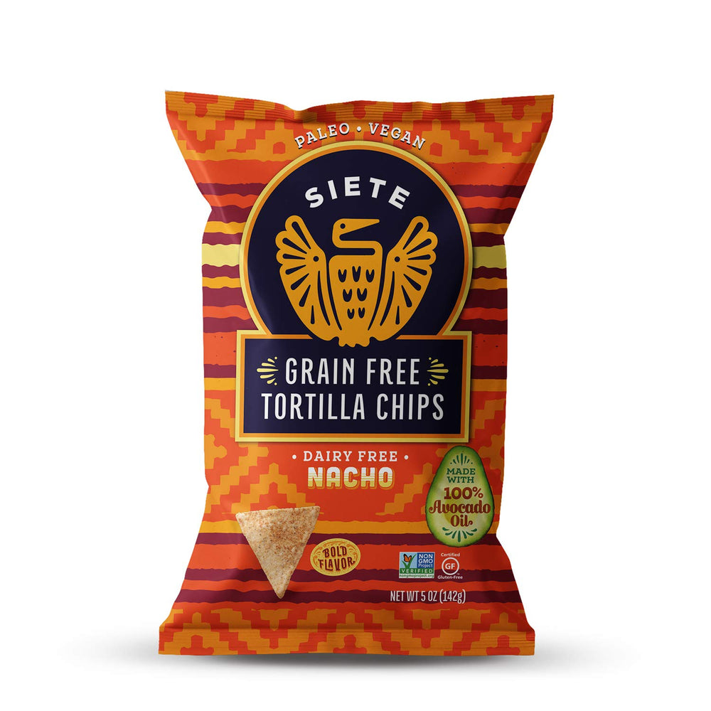 Siete nacho tortilla chips bag ideal for bold dips.