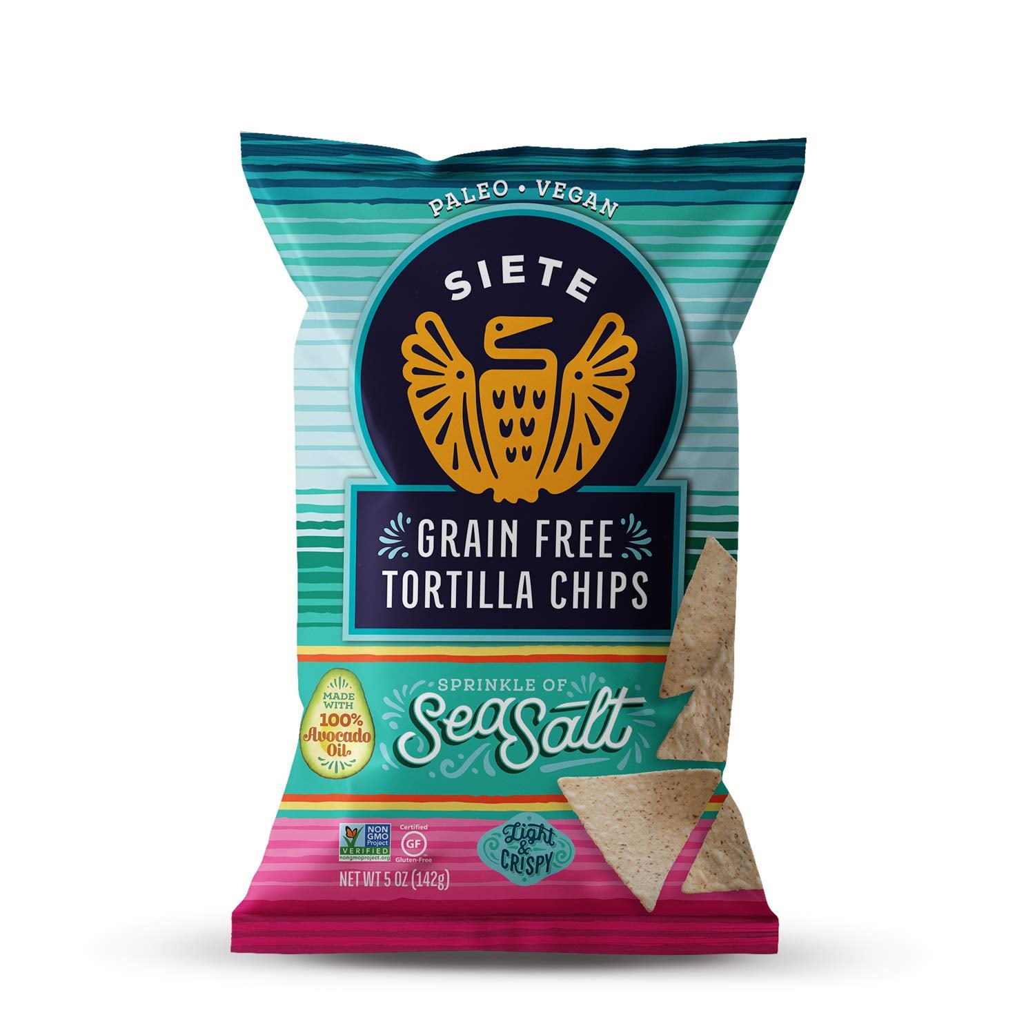 Siete sea salt tortilla chips bag prepared for picnics and gatherings.