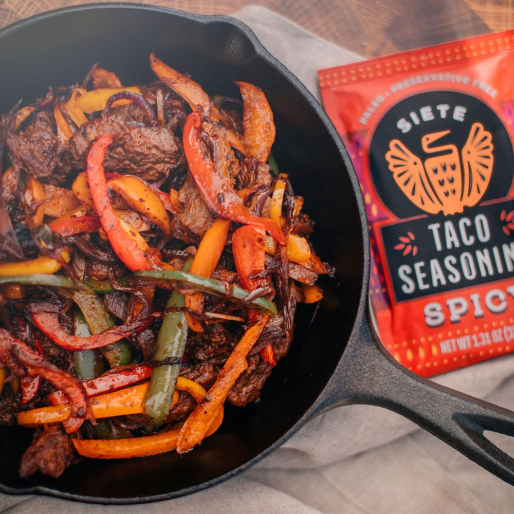 Siete seasoning dust on vegetables illustrates quick flavor boost.