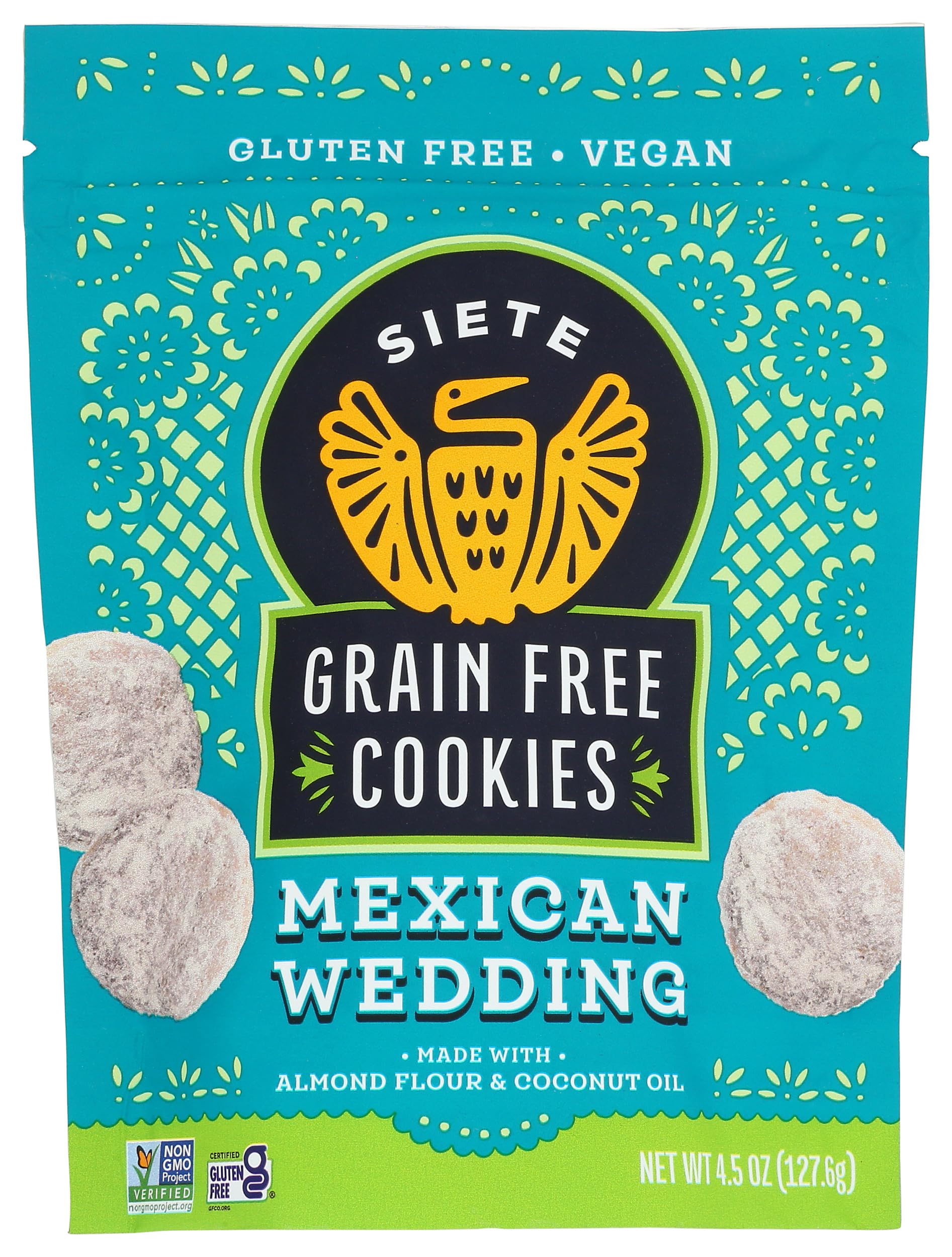 Siete Mexican Wedding Cookies close-up highlighting grain-free goodness.