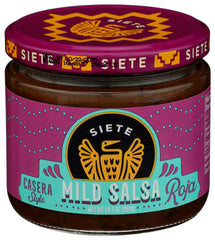 Siete Salsa Mild Casera jar front view, ideal for tacos and nachos.