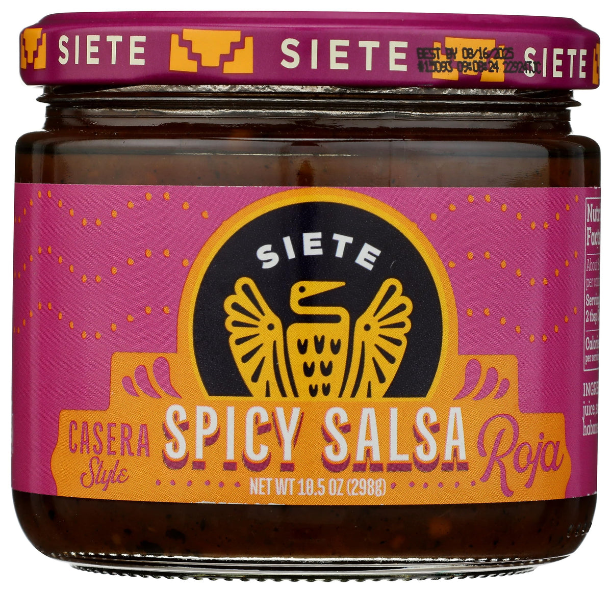 Siete Salsa Spicy Casera jar adds bold flavor to tacos and bowls.