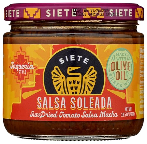 Siete Salsa Taqueria Soleada bottle showing premium ingredients for tacos and dips.