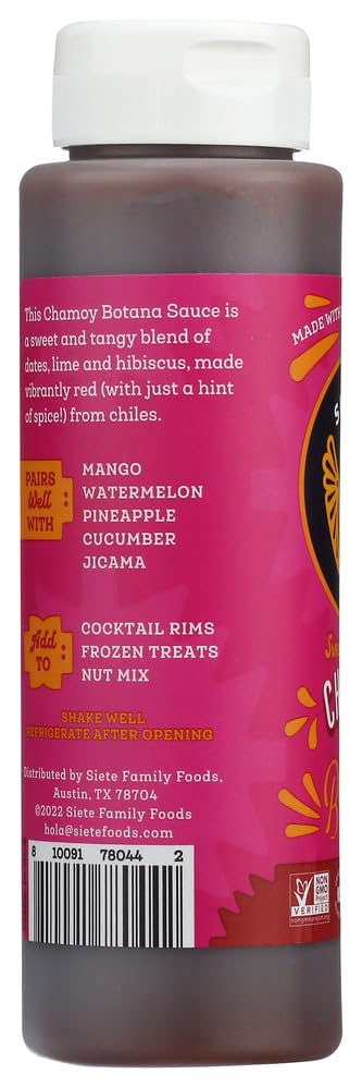 Close-up of Siete Botana Chamoy jar highlighting premium ingredients.