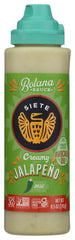 Siete Botana Jalapeno sauce bottle closeup highlights premium ingredients for bold flavor.
