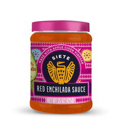 Siete Enchilada Red bottle close-up with avocado oil base for versatile meals.