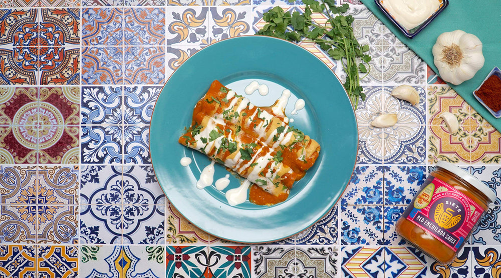 Family dinner with Siete Enchilada Red for quick, flavorful meals.