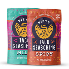 Siete taco seasoning pack mixed shown for family meals.
