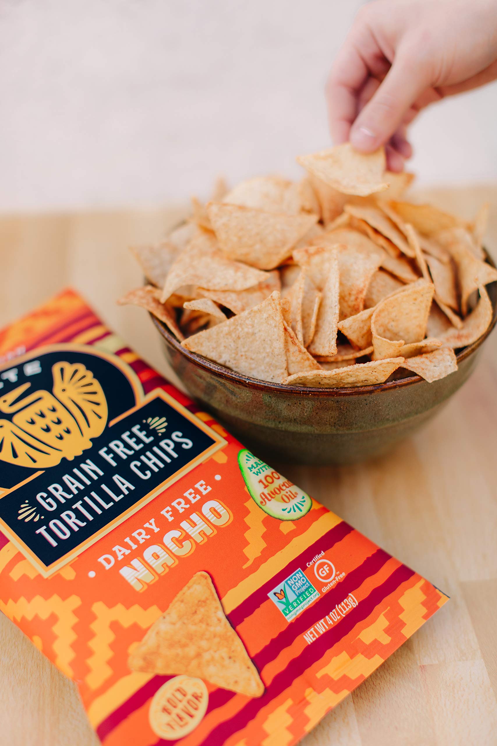 Siete Tortilla Chips non-GMO ingredients for clean snacking.