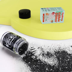 SigWong Black Edible Glitter dusting cake for a glossy midnight finish.