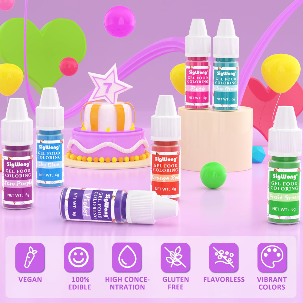 SigWong cake decorating with gel coloring offers bold, lasting hues.