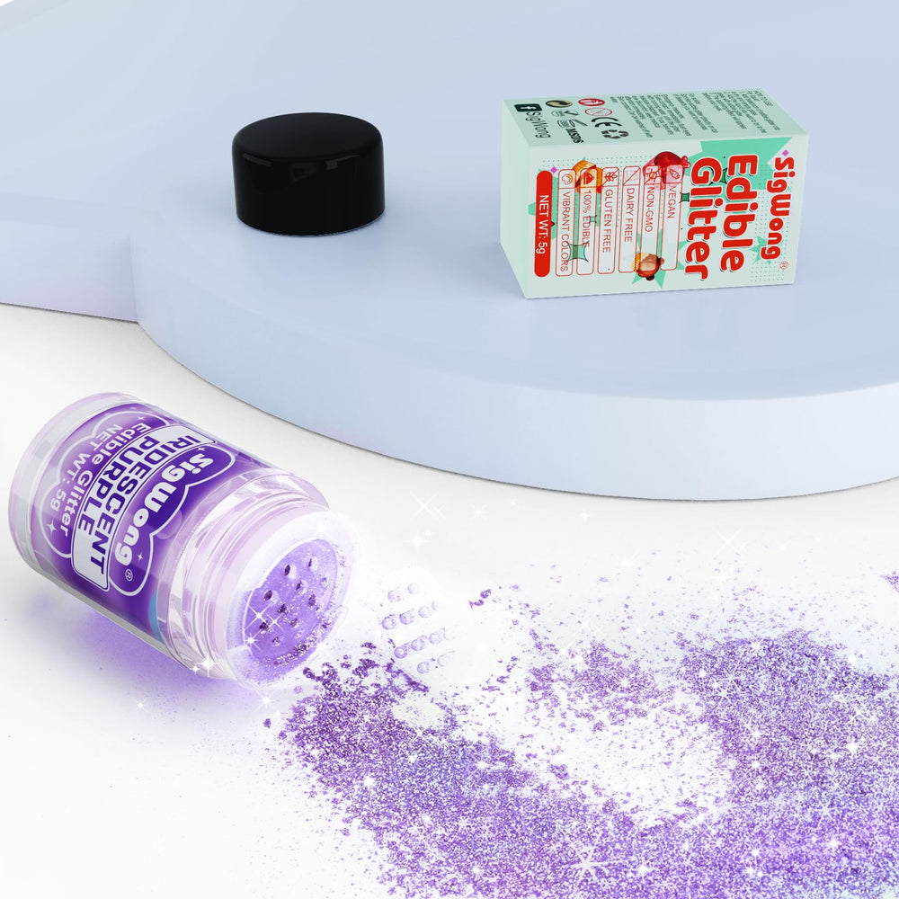 SigWong cap-design edible glitter allows precise control for toppers and fondant.