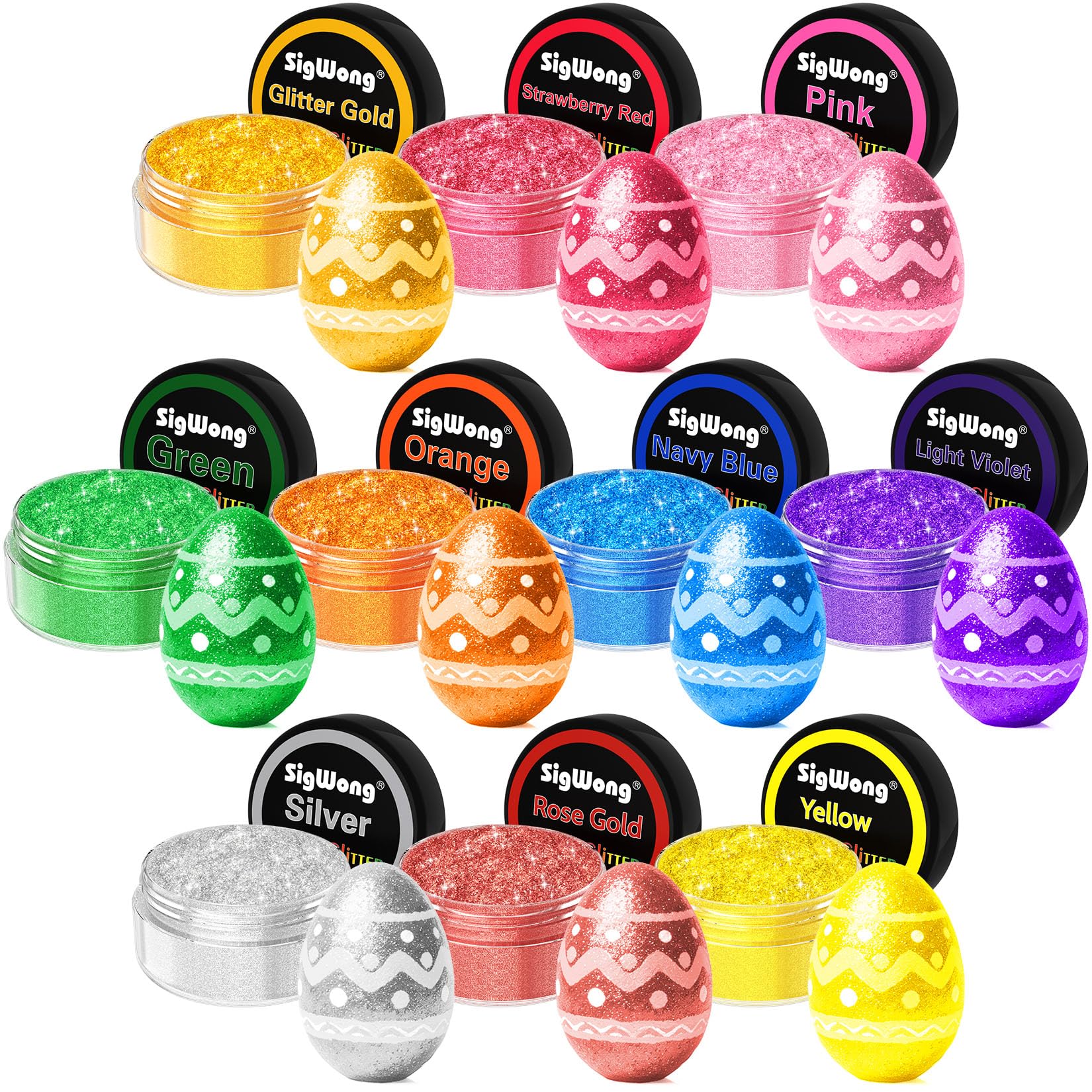 SigWong edible glitter collection with 10 colors for drinks and desserts