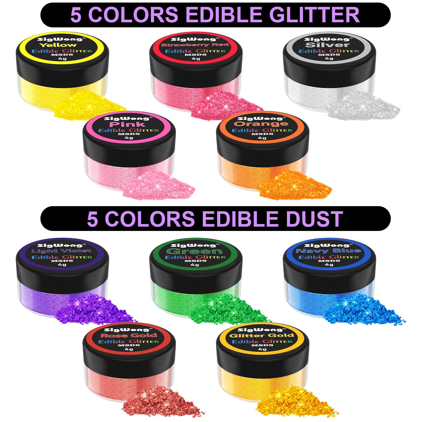 SigWong drink decoration glitter adds prism sparkle to cocktails and beverages