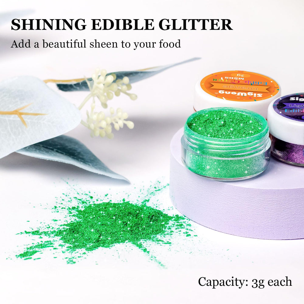 SigWong green glitter powder for festive garnish