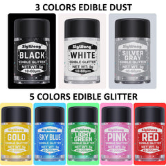 SigWong edible glitter multi-color dust bottles add vibrant color