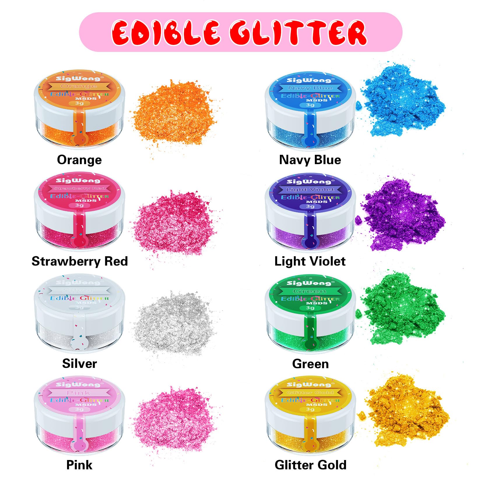 SigWong edible glitter silver powder for dazzling desserts