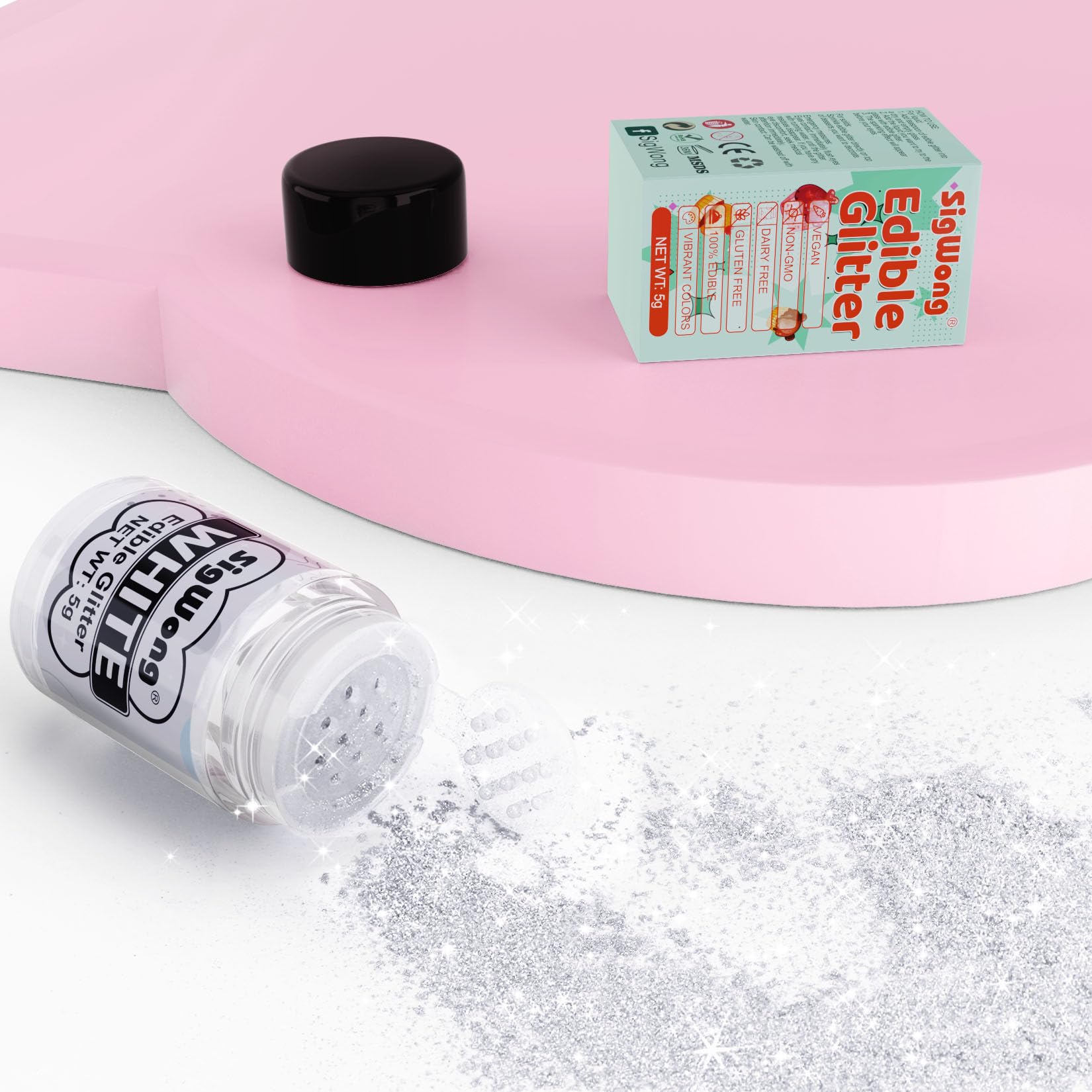 SigWong edible glitter sprinkled on cupcakes for glamorous dessert decoration