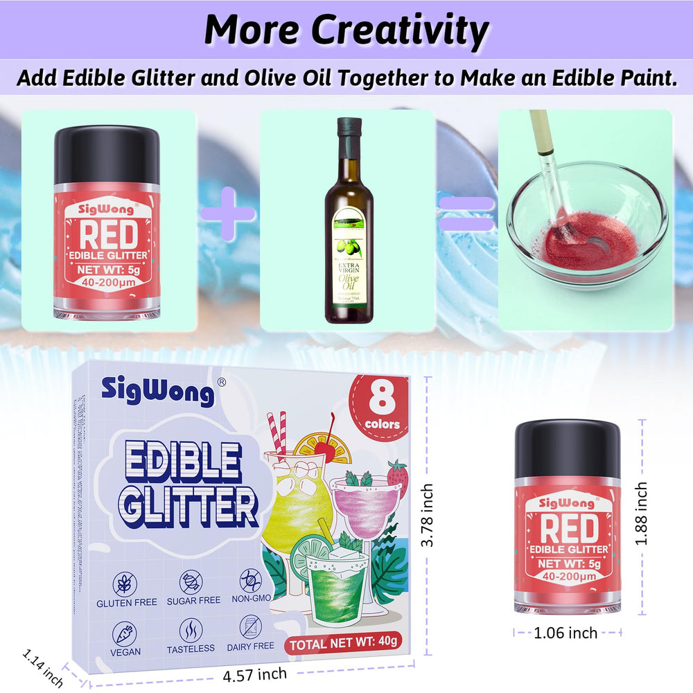 SigWong edible glitter vegan glutenfree use suitable for events