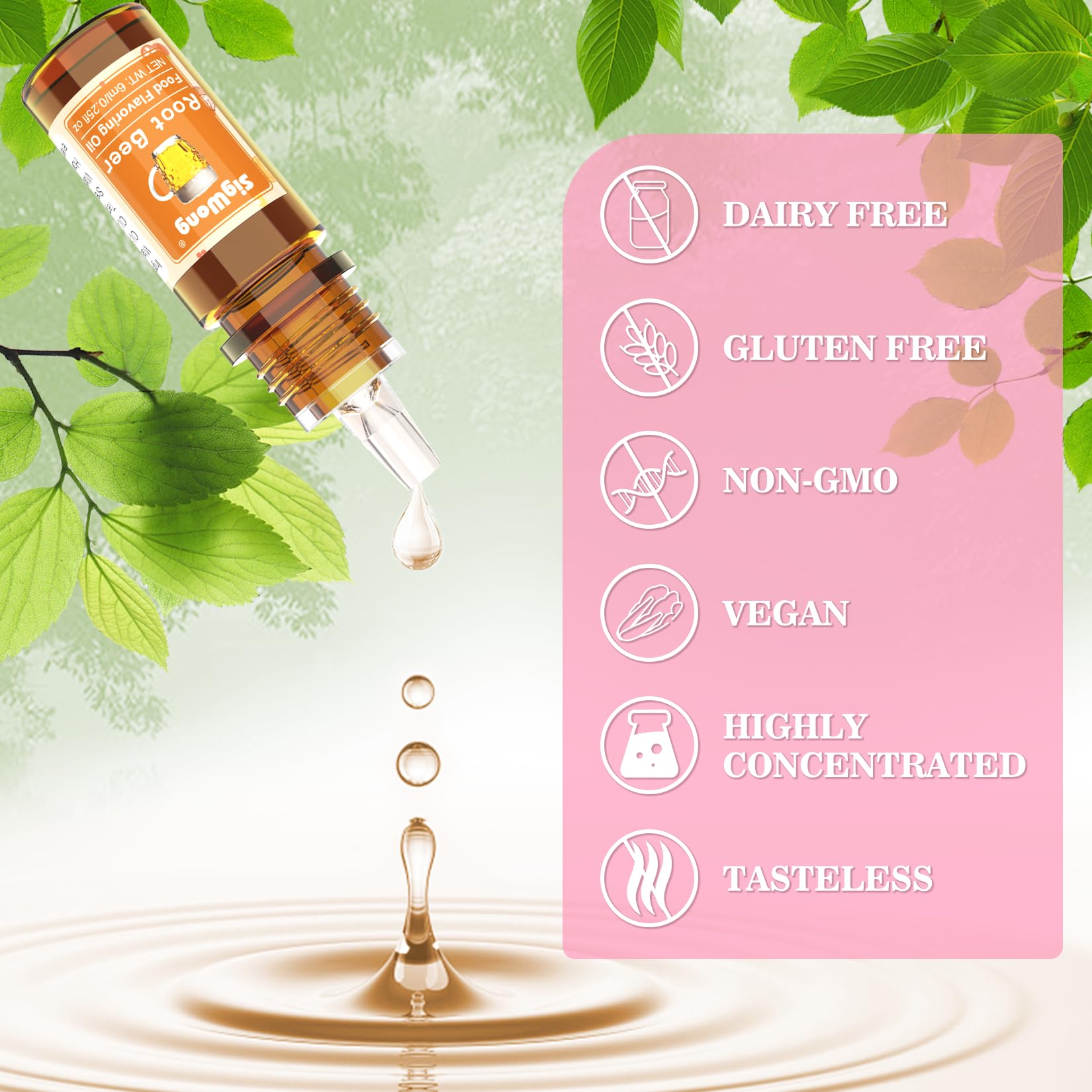 SigWong peach flavoring oil bottle pour boosts aroma in beverages.