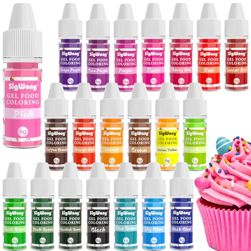 SigWong gel food coloring set with 21 bottles for vibrant cake decorating.