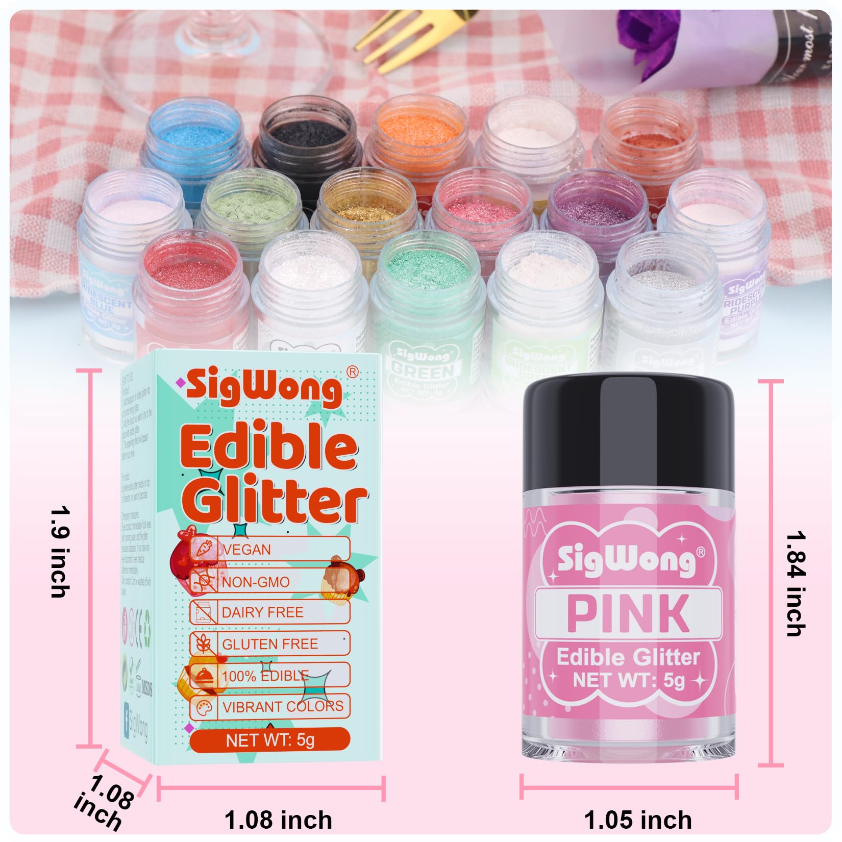 SigWong pink edible glitter cupcake-glimmer enhances party treats with a refined, eye-catching finish.