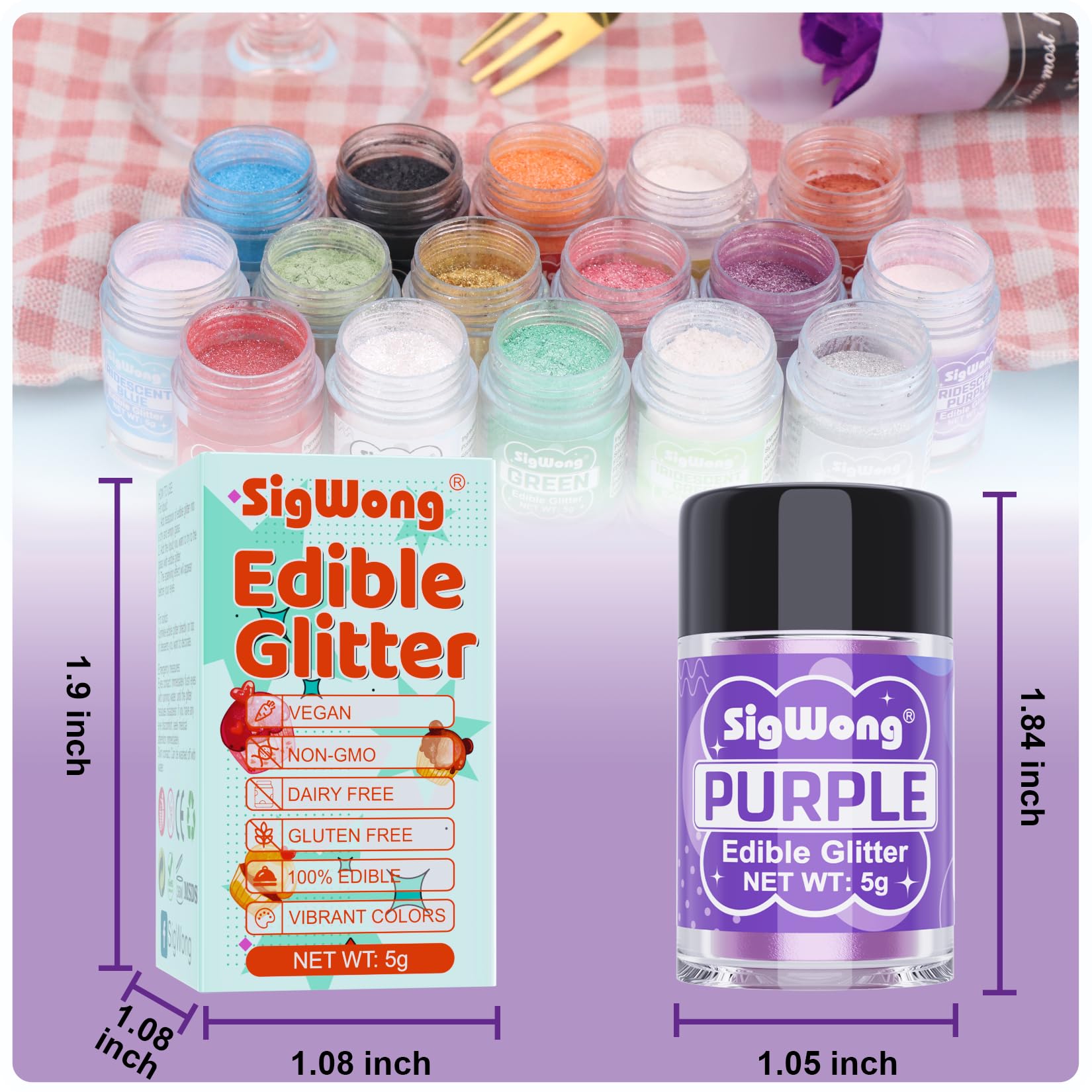 SigWong Purple Edible Glitter decorates cookies and candy beautifully.